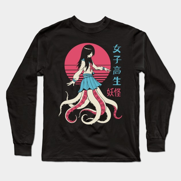 Yokai School Girl Long Sleeve T-Shirt by Vincent Trinidad Art